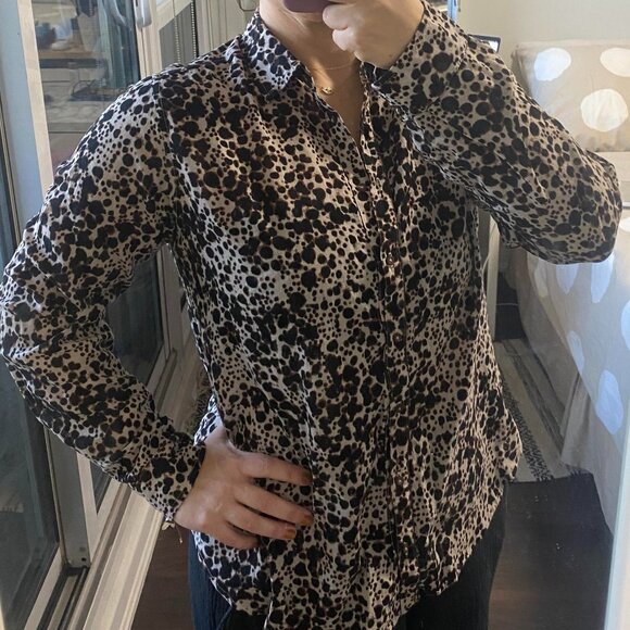 XIRENA 100% Gauze Cotton Leopard Print Button Up Shirt Top Size S - Picture 7 of 7